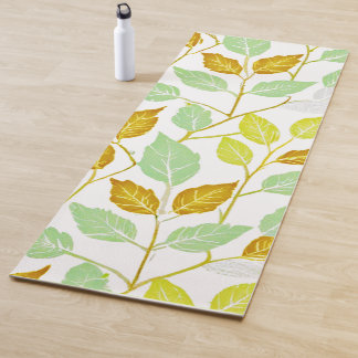Tapete De Yoga Design de Folha Elegante Inspirada na Natureza