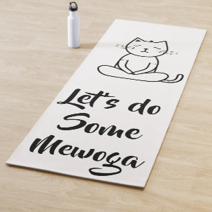 Tapete De Yoga Design de Gato Mínimo Preto e Branco