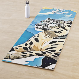 Tapete De Yoga Design de Leopardo de Neve Selvagem