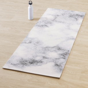 Tapete De Yoga Design de mármore branco e preto simples Ioga M