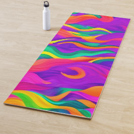 Tapete De Yoga Design de onda Abstrato colorida