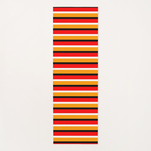 Tapete De Yoga Design de Padrão de Faixa Laranja Vermelha (Frente)