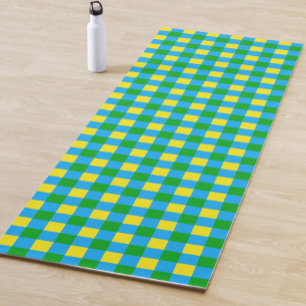 Tapete De Yoga Design de Padrão de Xadrez de Verificação Amarelo