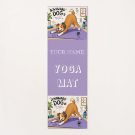 Tapete De Yoga Design Divertido do Cão Olhando para Baixo