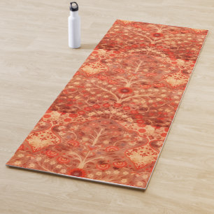 Tapete De Yoga Design indiano antigo de matéria têxtil na laran