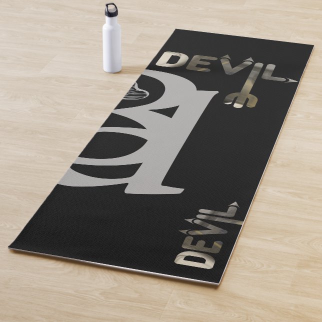 Tapete de Yoga DEVIL Arte Abstrato Preto Branco Do (In Situ)