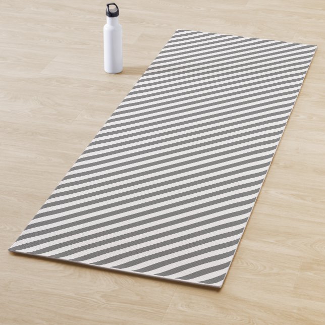 Tapete De Yoga Diagonal gray and white stripes pattern (In Situ)