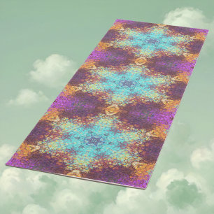 Tapete De Yoga Digital Mandala Blue Amarelo e Puro