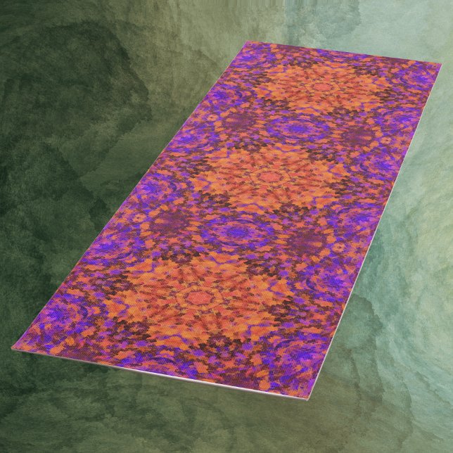 Tapete De Yoga Digital Mandala Laranja Azul e Roxo (Criador carregado)