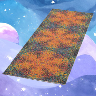 Tapete De Yoga Digital Mandala Orange Blue e Amarelo
