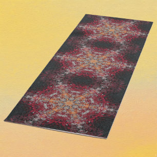 Tapete De Yoga Digital Mandala Red White Orange e Black