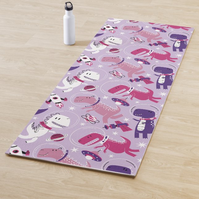 Tapete De Yoga Dinossauros Espaciais, Dinossauros Cutos, Estrelas (In Situ)