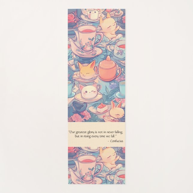 Tapete De Yoga Doodle Adorable Tea Party (Frente)