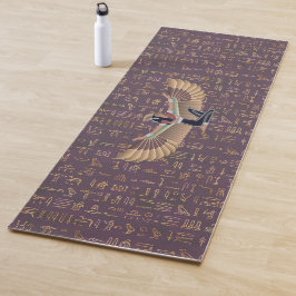 Tapete De Yoga Dourada Lavanda Egípcia Princesa Hieroglifos