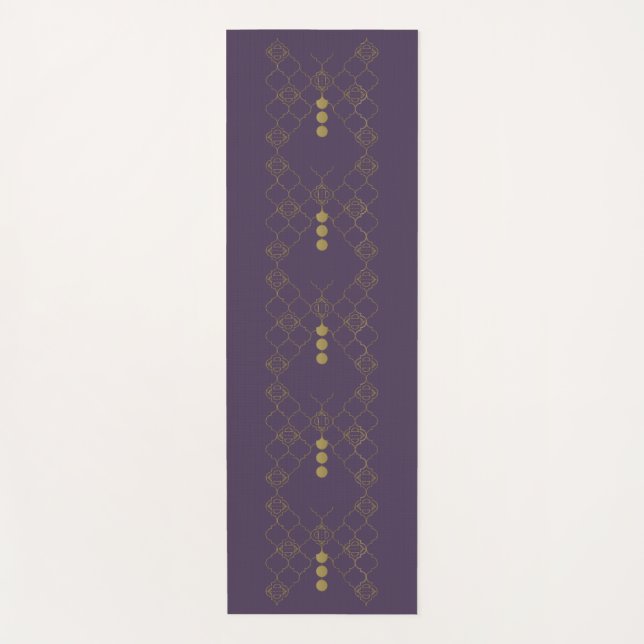Tapete De Yoga Dourada Trellis Butterfly Indigo Yoga Mat (Frente)