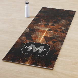 Tapete De Yoga Dourado feixe no universo esparso geométrico Monog
