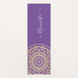 Tapete De Yoga Dourado Mandala Purple Namaste Script