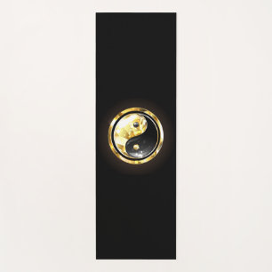 Tapete De Yoga Dourado Yin Yang a preto