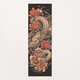 Tapete De Yoga Dragão chinês e Yoga Mat da Flor Rosa