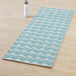 Tapete De Yoga Dragon Scales, Fans, Waves, Seigaiha, Blue