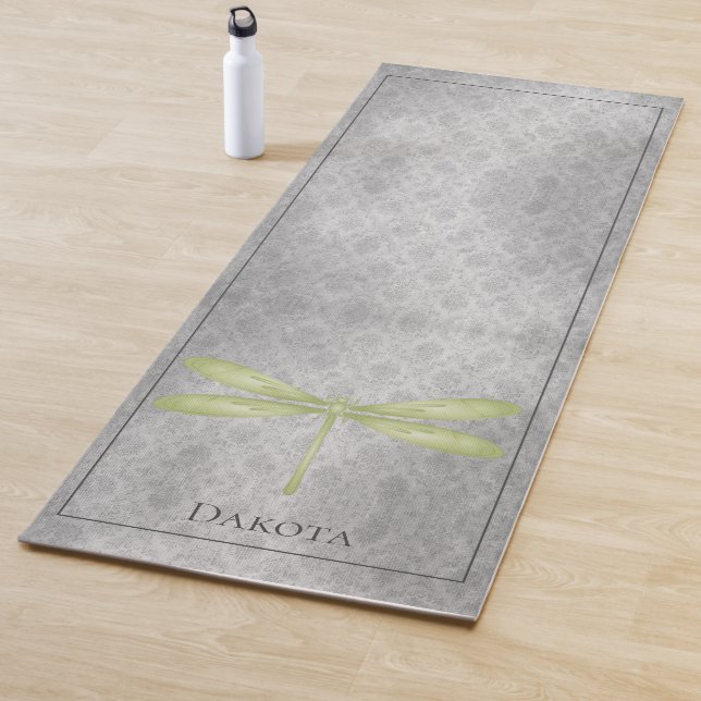 Tapete De Yoga Dragonfly Damask Verde (In Situ)
