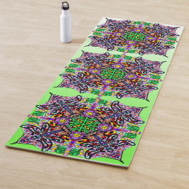 Tapete De Yoga Dragonfly de Arte Desenrolado Mandala Verde limão