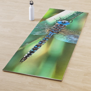 Tapete De Yoga Dragonfly Em Turquesa e Negro