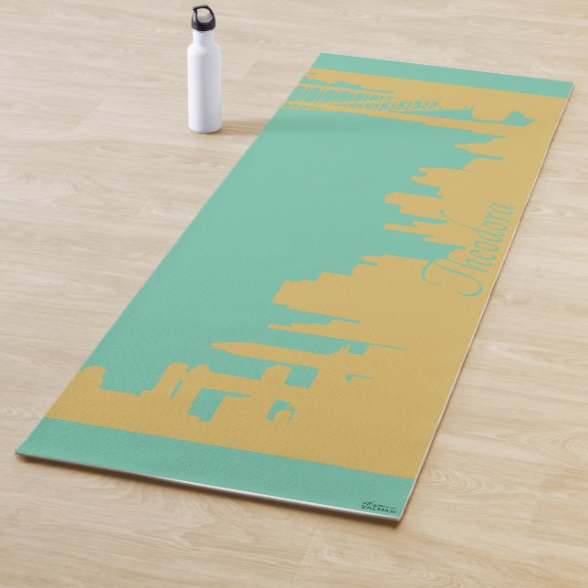 Tapete De Yoga Edifícios Tusquoise abstrato Dourados (In Situ)