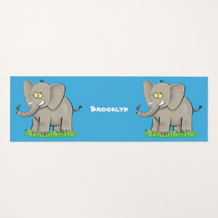 Tapete De Yoga Elefante engraçado e bonito com desenho animado de