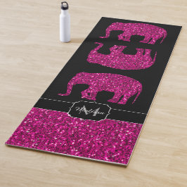 Tapete De Yoga Elefante rosa-quente cintilante brilha monograma