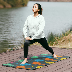 Tapete De Yoga elefantes coloridos