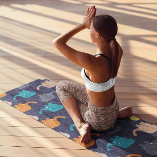 Tapete De Yoga elefantes de desenho animado