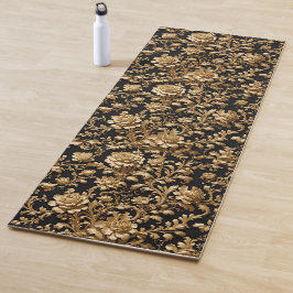 Tapete De Yoga Elegância em movimento: Barroco Negro e Dourado Fl