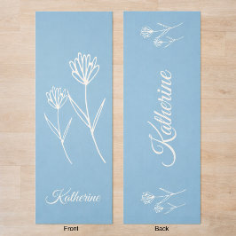 Tapete De Yoga Elegant Dusty Blue Simple Flower 