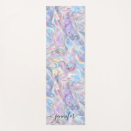 Tapete De Yoga Elegant Pastel Holographic Marble Swirls Girly