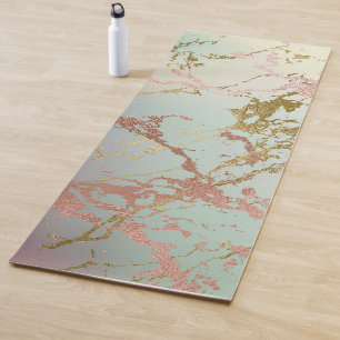 Tapete De Yoga Elegante Beige Marble Mint Sage Green Rosa Doura