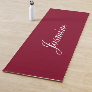Tapete De Yoga Elegante Borgonha Nome Personalizado Yoga Mat