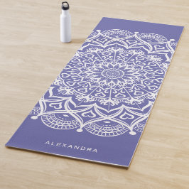 Tapete De Yoga Elegante de Mandala Branca Puro Personalizado