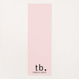 Tapete De Yoga Elegante Estilo de Monograma Feminino Minimalista
