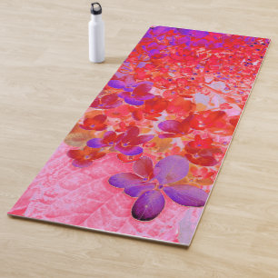 Tapete De Yoga Elegante Hydrangea Limelight Roxa e Laranja