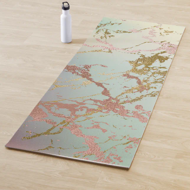 Tapete De Yoga Elegante Marble, Rosa verde de cobre Sage