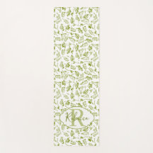Elegante Monograma Verde Padrão de Folha de Garraf