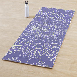 Tapete De Yoga Elegante Monogramas Boho Violet Purple Mandala