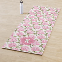 Elegante Padrão de Flores de Hortênsia Rosa Monogr