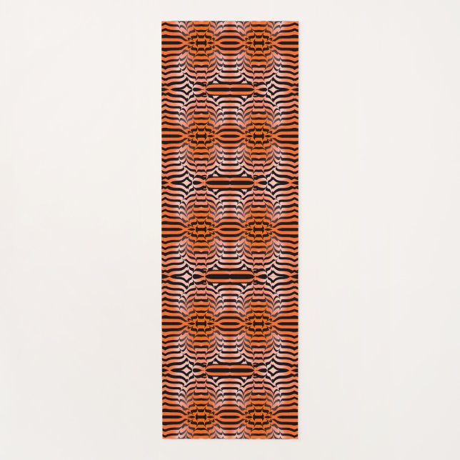 Tapete De Yoga Elegante Psicodélico Laranja Negro Tigre Impressão (Frente)