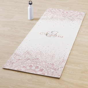 Tapete De Yoga Elegante rosa dourada mandala confetti design