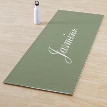 Elegante Sage Green Personalization Name Yoga Mat