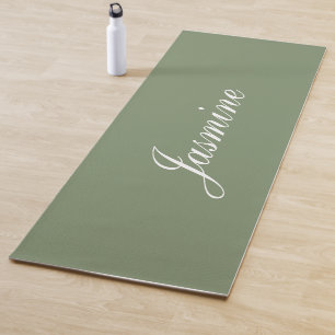 Tapete De Yoga Elegante Sage Green Personalization Name Yoga Mat