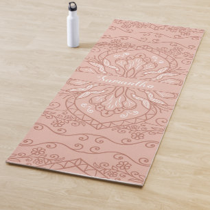 Tapete De Yoga Elegante Terracotta Mandala Girly Monogrammed