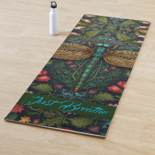 Tapete De Yoga Elegante Vintage dragonfly boho botânico